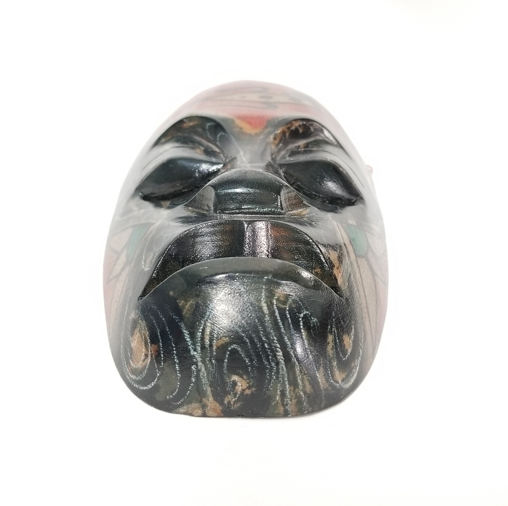 2 Vintage Colorful Handcarved Handpainted Tribal Mask Collectible Wall Decor - Picture 8 of 11